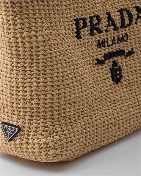 prada beach bag raffia|raffia bag with leather handles.